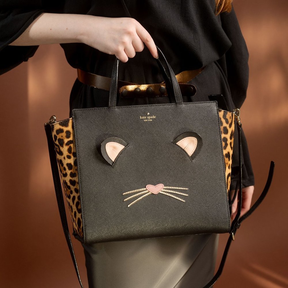 Kate Spade Hayden Leopard “Run Wild” Black Cat Bag - fun and unique
